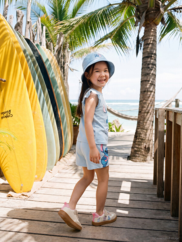 LCW Kids Stitch Printed Girls' Shorts