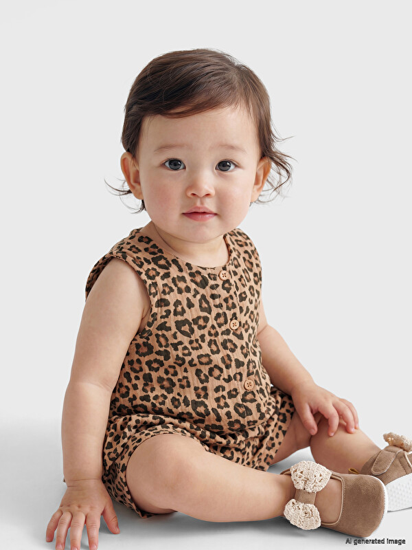 LCW baby Leopard Print Muslin Baby Girls' Shorts Set