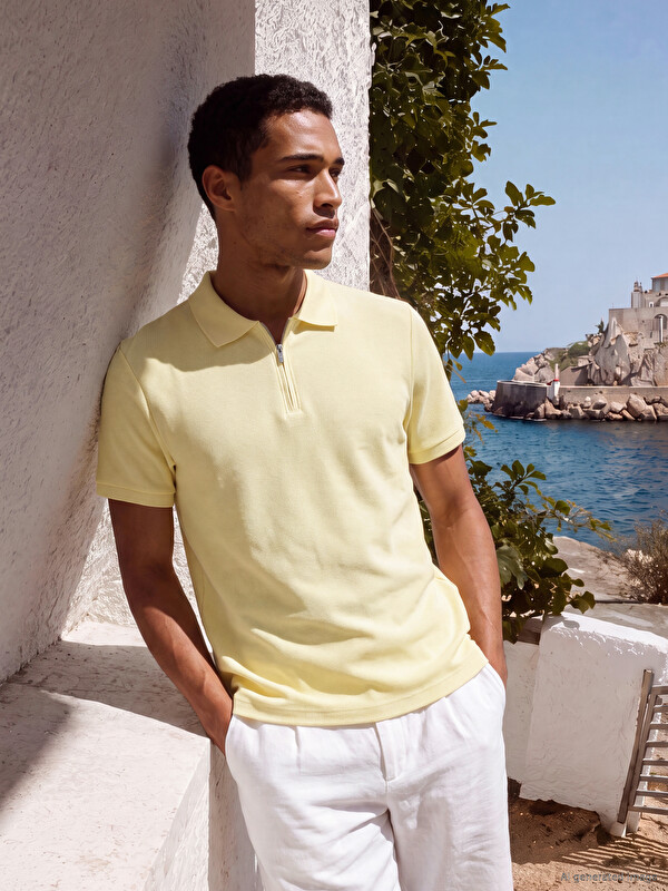 LCW Vision Polo Yaka Erkek Dokulu Tişört