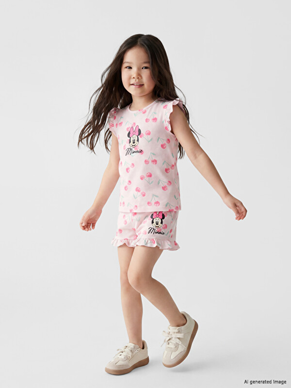 LCW Kids Minnie Mouse Baskılı Kız Çocuk Şort