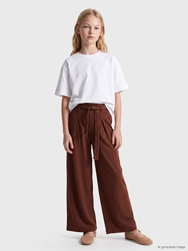 LCW Kids Dečije plisirane pantalone od materijala sa izgledom lana