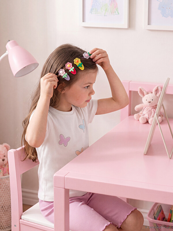 LCW JOY Girls' 4-piece Flower Figured Snap Clip