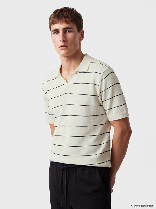 LCW Vision Polo Yaka Çizgili Erkek Tişört