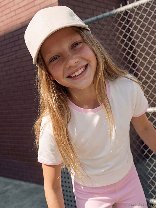 LCW Kids Bisiklet Yaka Soft Touch Kız Çocuk Tişört