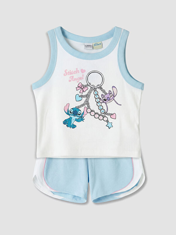LCW Kids Stitch ve Angel Baskılı Kız Çocuk Takım