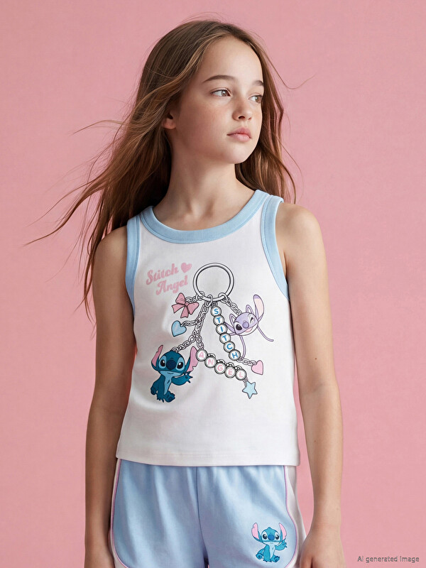 LCW Kids Stitch and Angel Printed Girls' Set