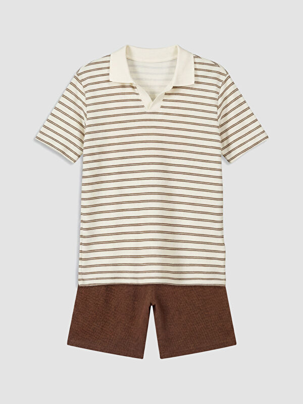 LCW Kids Çizgili Erkek Çocuk Şortlu Takım