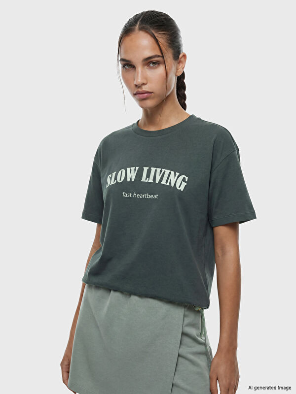 KOOR SPORT Bisiklet Yaka Oversize Kadın Spor Tişört