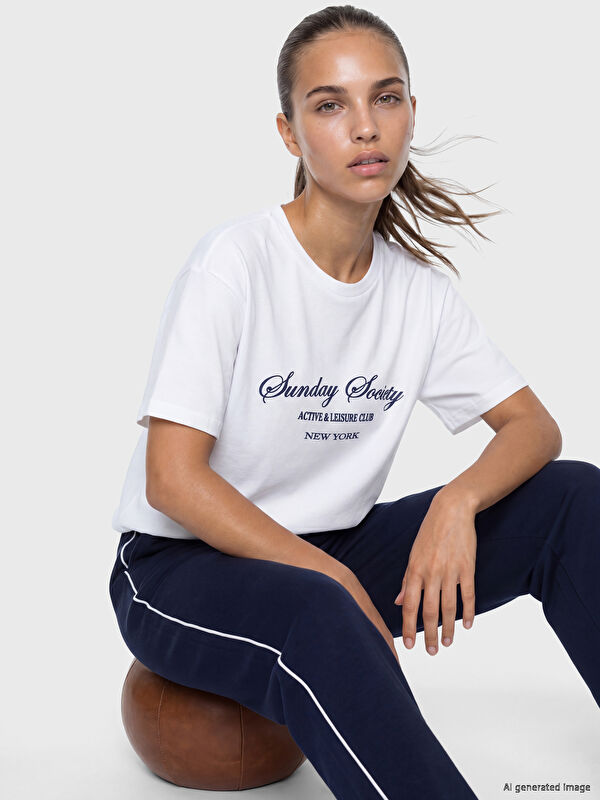 KOOR SPORT New York Baskılı Oversize Kadın Spor Tişört