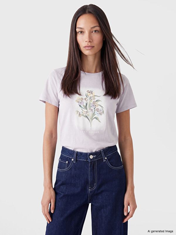 LCW EVERYDAY Floral Printed 100% Cotton Women's T-Shirt