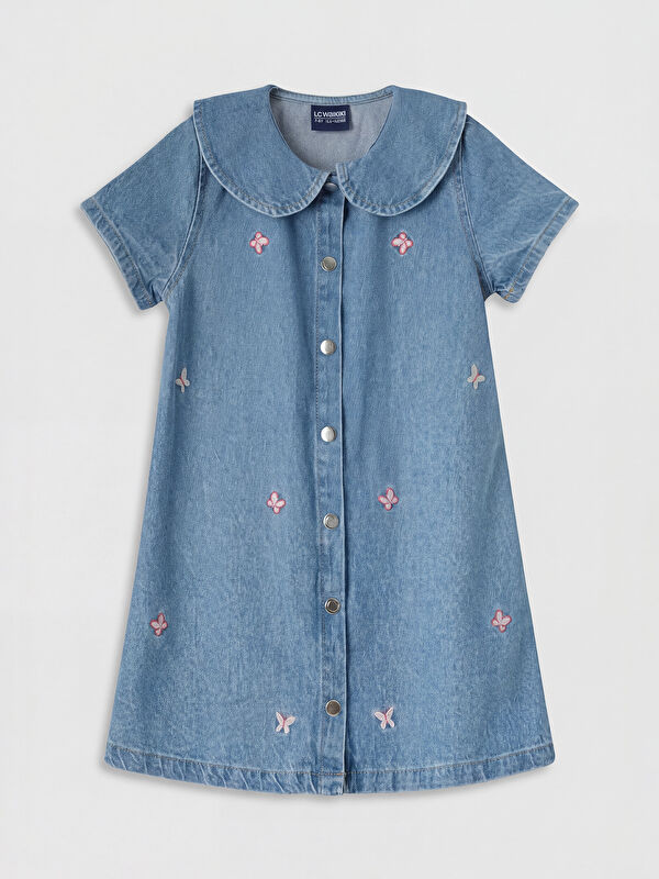LCW Kids Kız Çocuk Nakışlı Jean Elbise