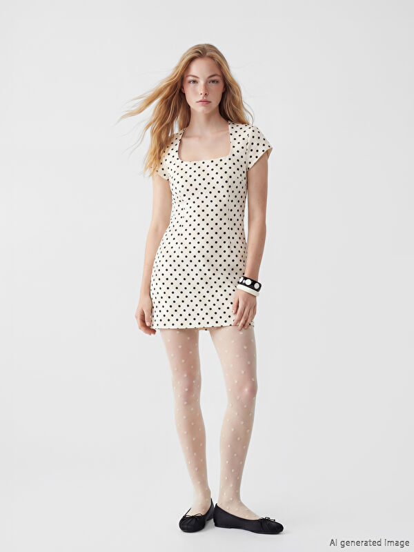 XSIDE Square Neck Polka Dot Mini Dress