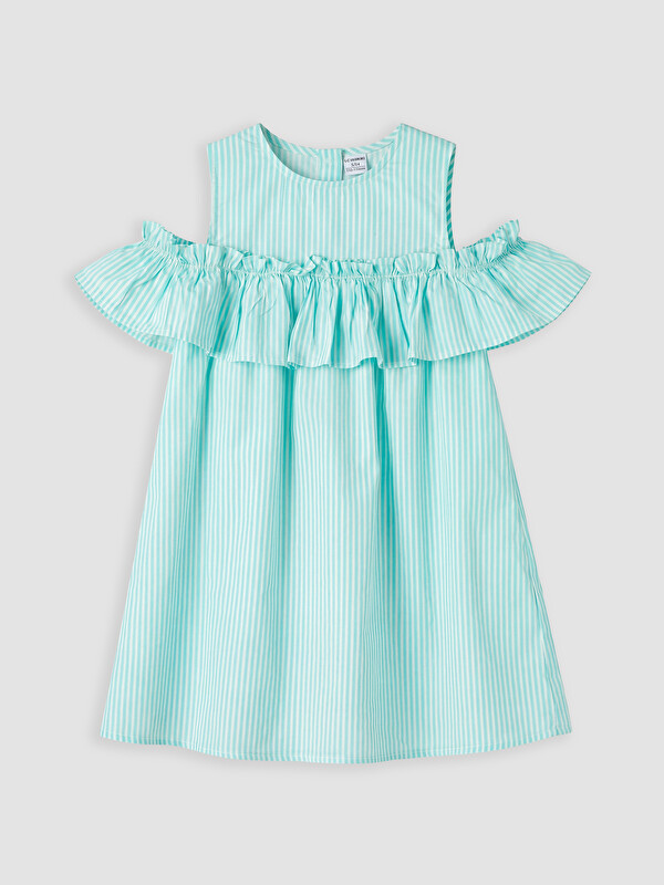 LCW Kids Robe en popeline à rayures à col rond pour filles