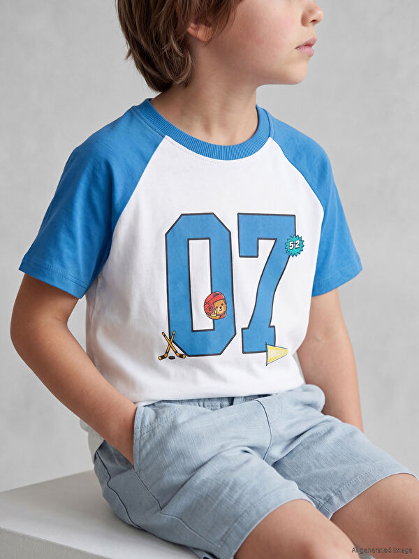 LCW Kids Bisiklet Yaka Baskılı Erkek Çocuk Tişört