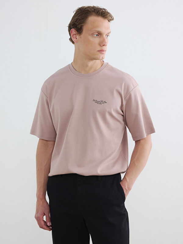LCW Vision Loose Fit Bisiklet Yaka Baskılı Erkek Tişört
