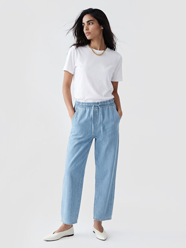 LCW Jeans Beli Lastikli Balloon Fit Kadın Jean Pantolon
