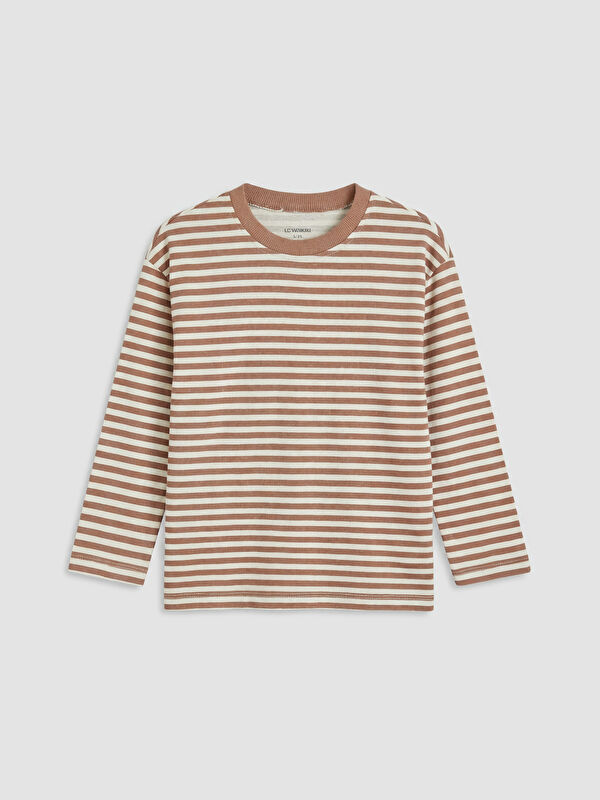 LCW Kids Bisiklet Yaka Çizgili Erkek Çocuk Tişört