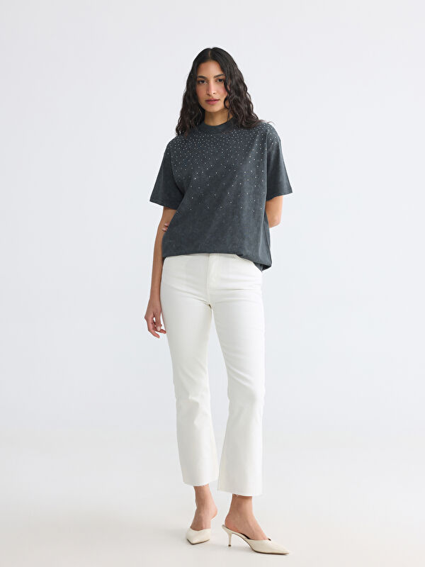 LCW Modest Crop Flare Kadın Jean Pantolon