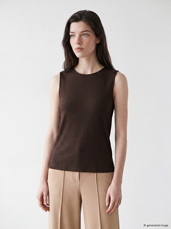 LCW Comfort Crew Neck Women's Ribbed Tank Top
