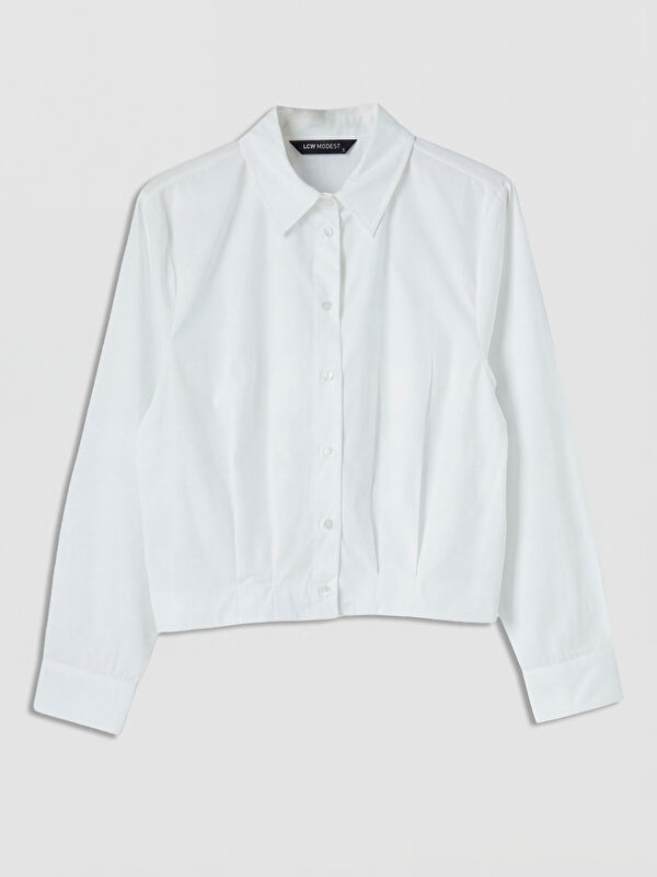 LCW Modest Pile Detaylı Crop Kadın Gömlek