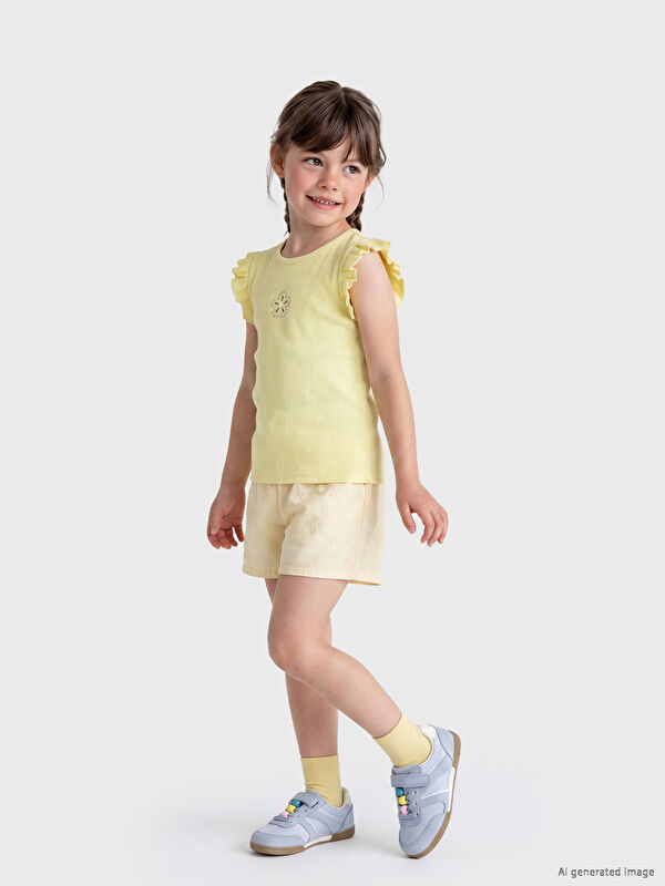 LCW Kids Nakışlı Kız Çocuk Şort