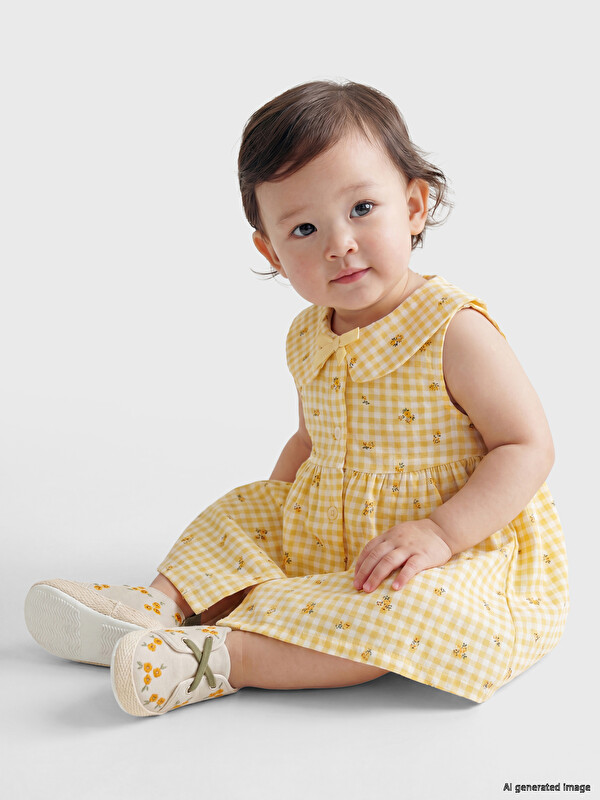 LCW baby Peter Pan Collar Plaid Baby Girls' Dress