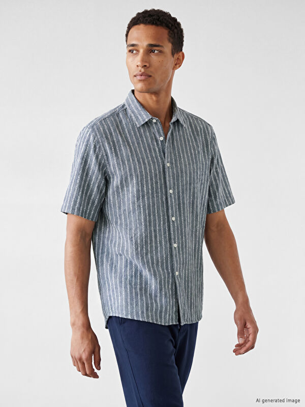 LCW Vision Regular Fit Çizgili Desenli Erkek Gömlek