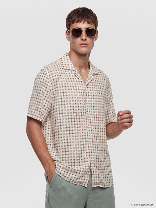 LCW Vision Regular Fit Desenli Viskon Erkek Gömlek