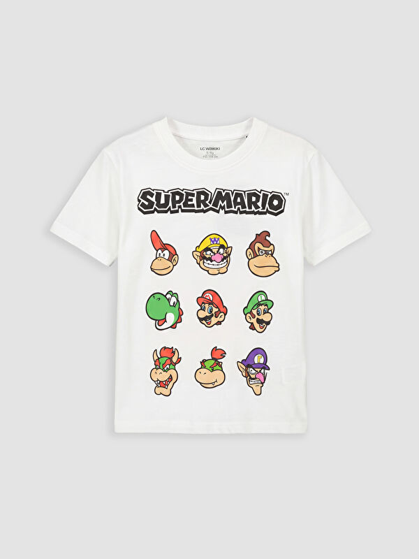 LCW Kids Bisiklet Yaka Super Mario Baskılı Erkek Çocuk Tişört