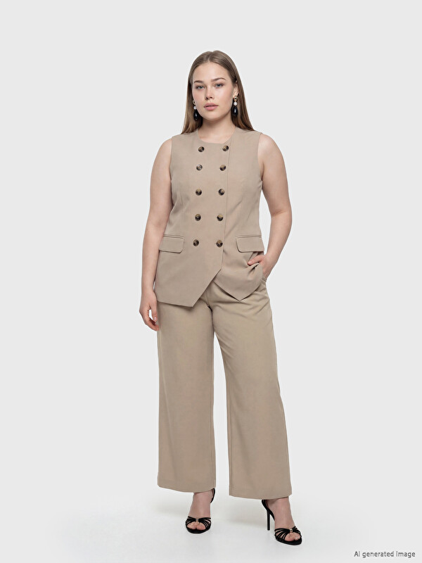 Soulife Loose Fit Kadın Pileli Kumaş Pantolon