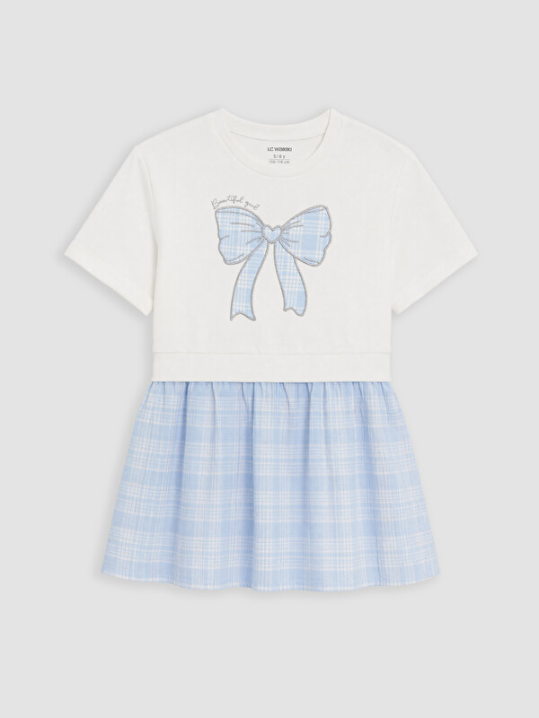 LCW Kids Fiyonk Nakışlı Kız Çocuk Elbise