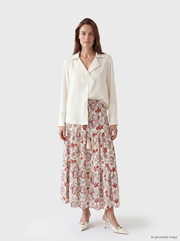 LCW Grace Elastic Waist Patterned Layered Skirt