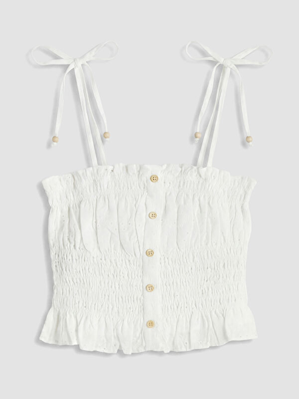 XSIDE Kare Yaka İp Askılı Crop Bluz