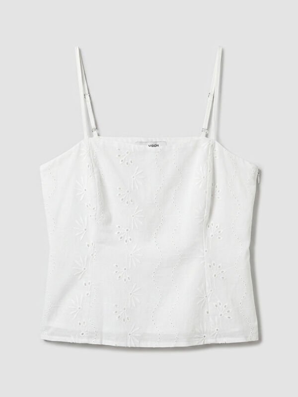 LCW Vision Kare Yaka İp Askılı Crop Bluz