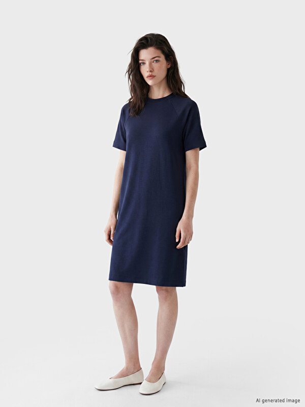LCW Comfort Bisiklet Yaka Mini Elbise