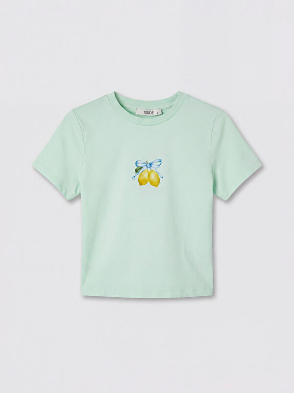 XSIDE Bisiklet Yaka Baskılı Kadın Crop