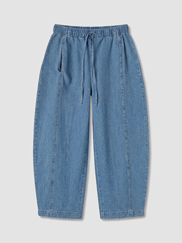 LCW Jeans Beli Lastikli Barrel Fit Kadın Jean Pantolon