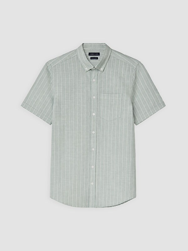 LCWAIKIKI Classic Regular Fit Çizgili Kısa Kollu Erkek Gömlek