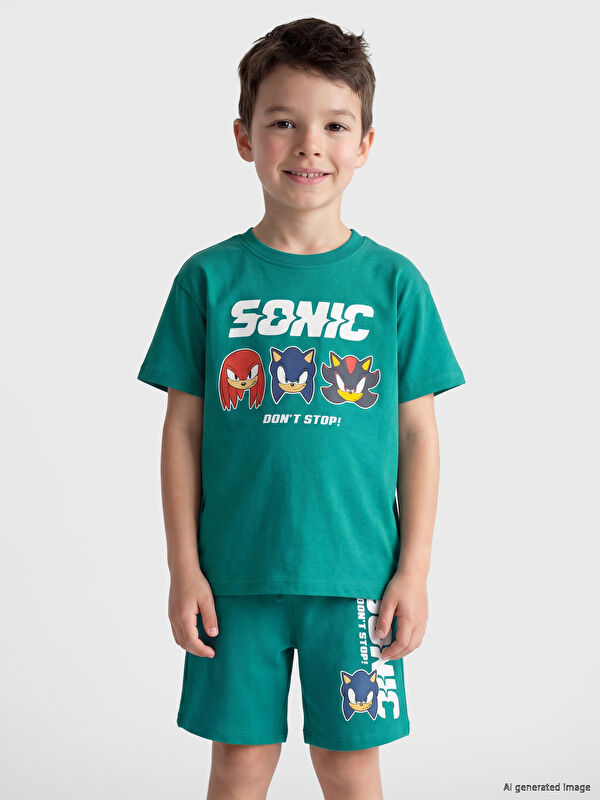 LCW Kids Sonic Baskılı Erkek Çocuk Şortlu Takım