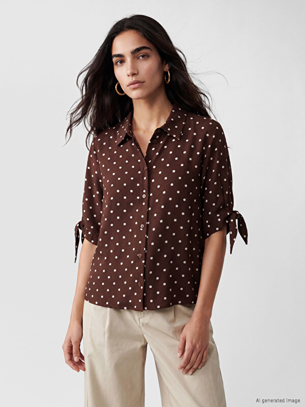 LCW Vision Polka Dot Linen Blend Women's Shirt