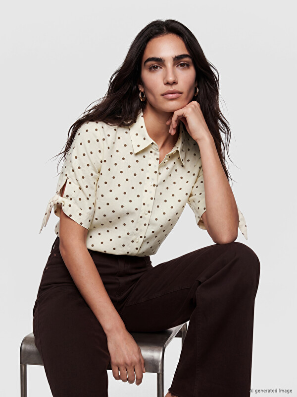 LCW Vision Polka Dot Linen Blend Women's Shirt