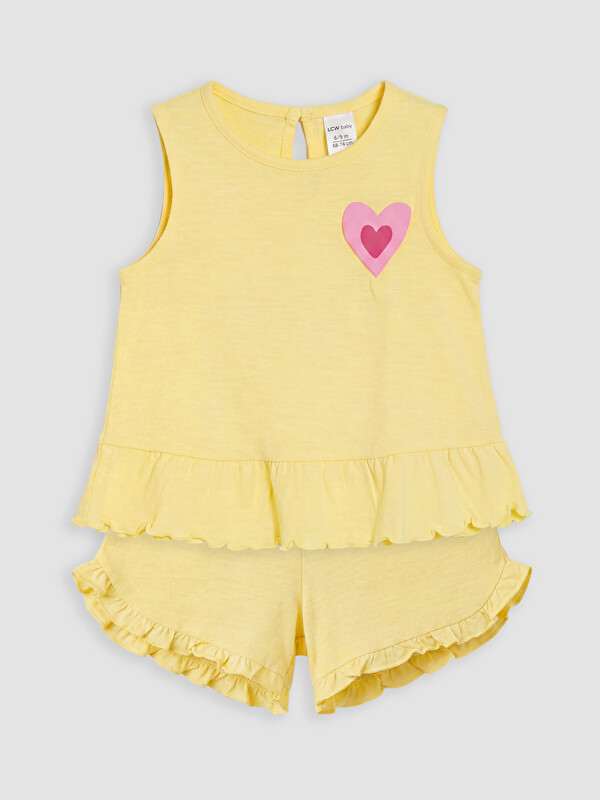 LCW baby Set cu pantaloni scurți pentru fetițe bebeluș, cu inimă brodată