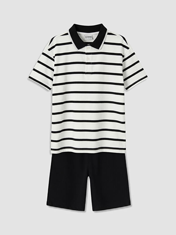 LCW Kids Çizgili Erkek Çocuk Şortlu Takım