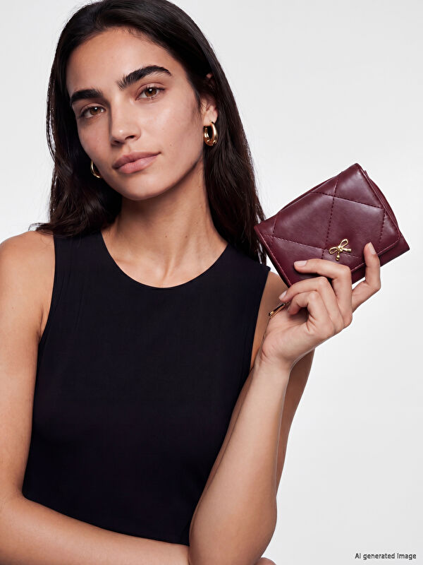 LCW ACCESSORIES Kapitone Desenli Fiyonklu Kadın Cüzdan