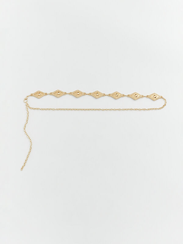 LCW ACCESSORIES Geometric Shaped Metal Piece Women's Chain Belt