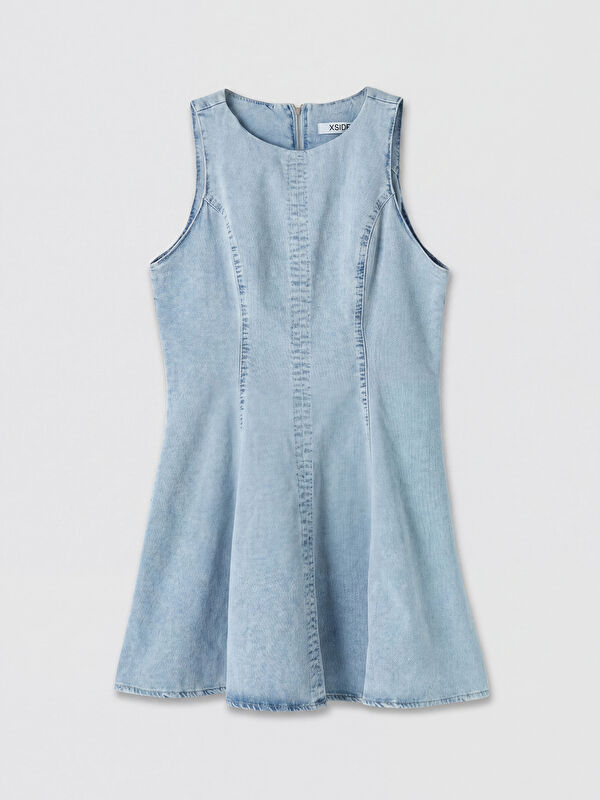 XSIDE Bisiklet Yaka A Kesim Mini Jean Elbise