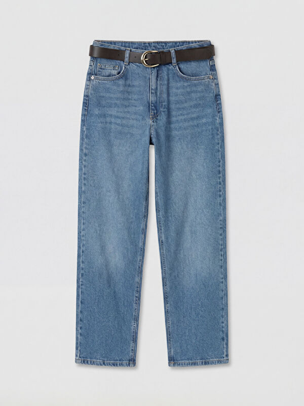 XSIDE Beli Kemerli Straight Fit Kadın Jean Pantolon