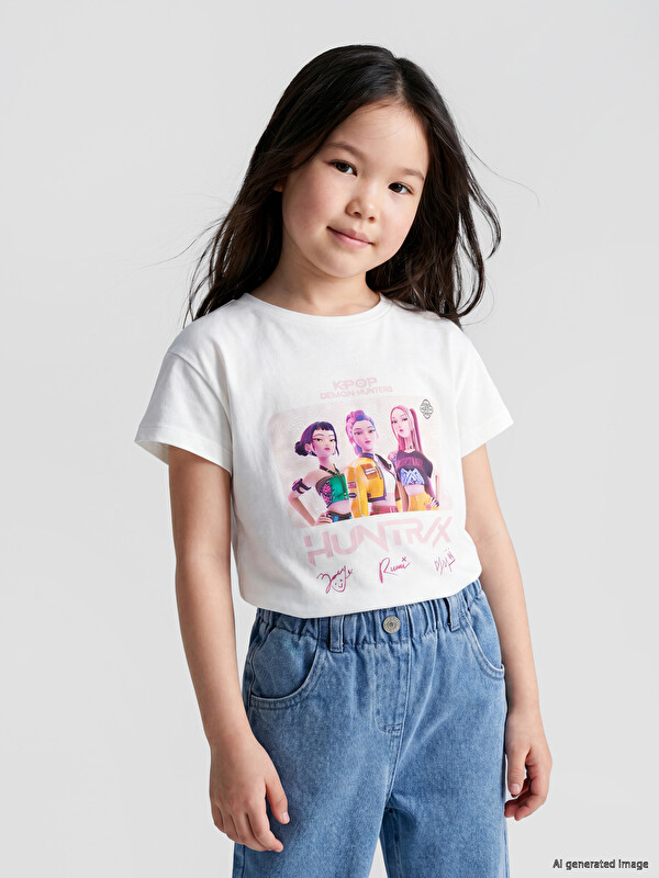 LCW Kids K-pop Demon Hunters Štampana Majica za Devojčice