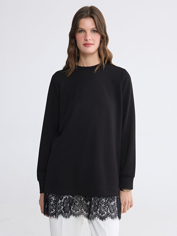 LCW EVERYDAY Dantel Detaylı Kadın Sweatshirt Tunik