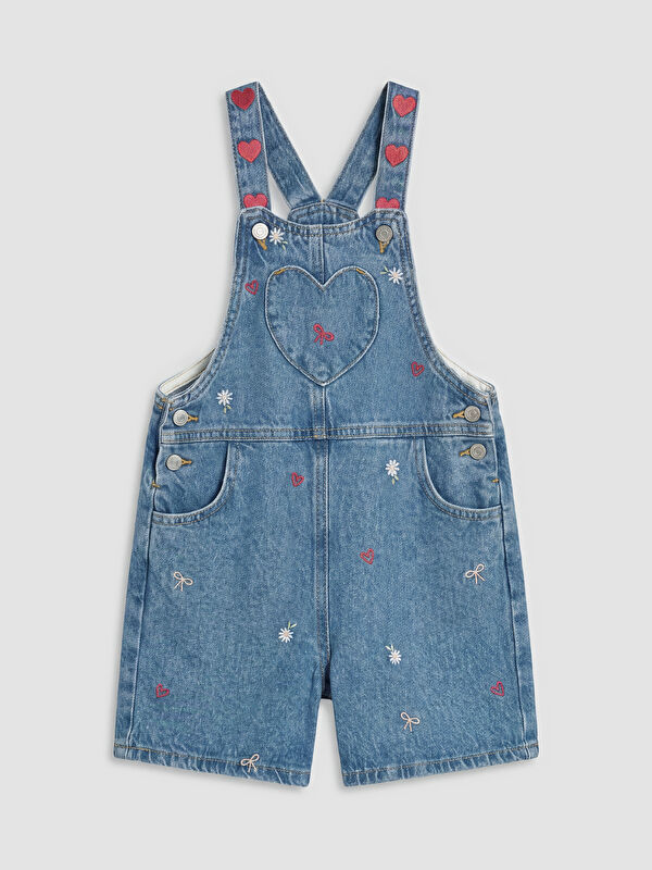 LCW Kids Nakışlı Kız Çocuk Jean Salopet
